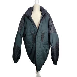 Vintage 90s Bear Force Black Reversible Winter Parka Coat Full Zip Jacket Mens L